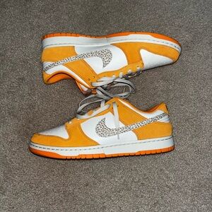 Nike Orange and White safari dunks size 12 Athletic Shoes